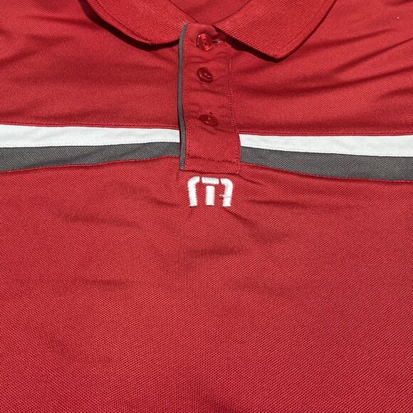 Travis‎ Mathew Polo Shirt Mens Small Red White Stripe Golf Performance Stretch - Picture 4 of 13